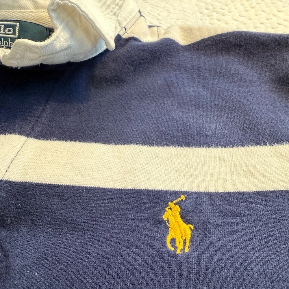 **SOLD** Polo Ralph Lauren Long Sleeve Rugby Shirt Fleece Lined Size L - Picture 4 of 6